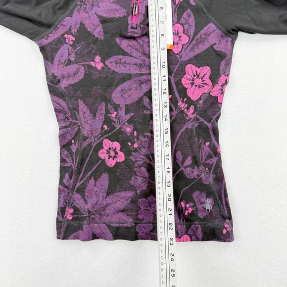 Smartwool Baselayer Womens 1/4 Zip Thermal Merino Size XS Purple Iris Floral NWT - Picture 5 of 11